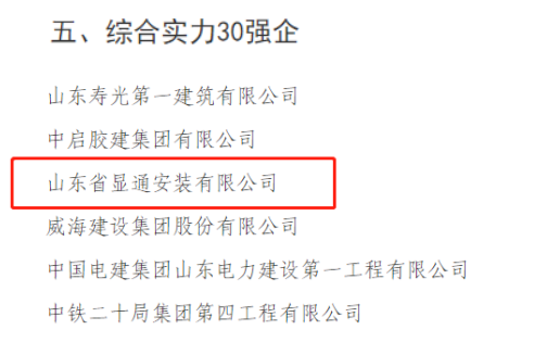 喜報!我市獲得2022年度山東省建筑業十強縣***名！公司榮獲“山東省建筑業綜合實力30強企”稱號